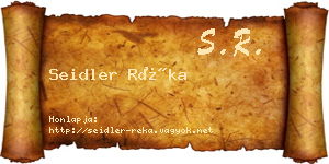 Seidler Réka névjegykártya